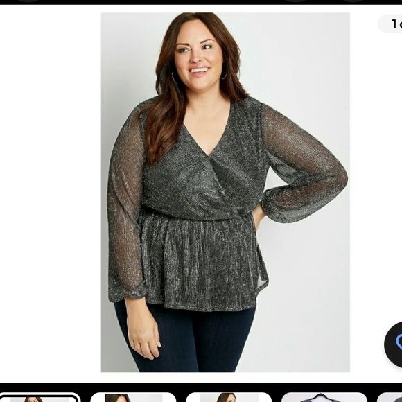 Maurices Shimmer Wrap  Peplum Blouse 3X - Picture 6 of 6